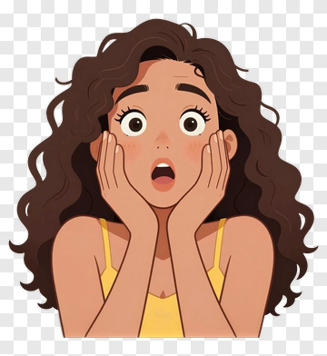 Surprised Girl With Curly Hair PNG
