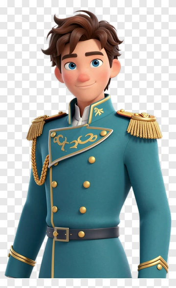 Cartoon Prince In Blue Military Uniform PNG