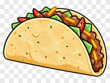 Cartoon Taco With Lettuce And Tomatoes PNG