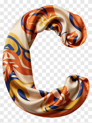 Colorful Silk Scarf Shaped Like Letter C PNG