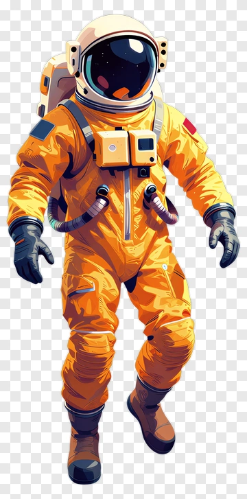 Astronaut In Orange Space Suit PNG
