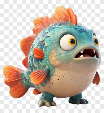 Cartoon Fish Character PNG