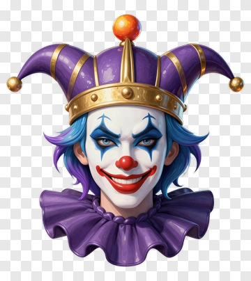 Cartoon Clown With Purple Jester Hat PNG