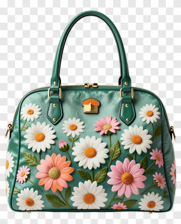 Floral Handbag With Colorful Flowers PNG