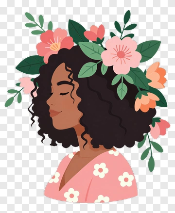 Woman With Floral Hair Crown PNG