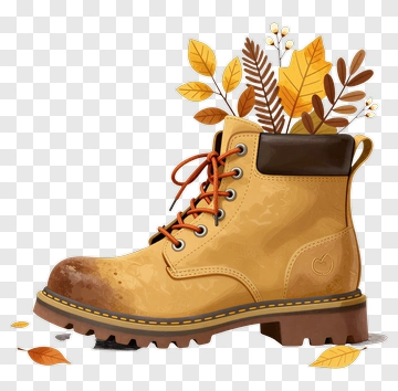 Stylish Boot With Autumn Leaves PNG
