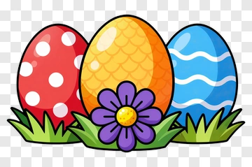 Colorful Easter Eggs With Flower PNG
