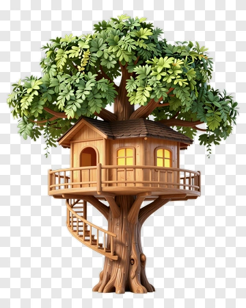 Colorful Treehouse In A Tree PNG