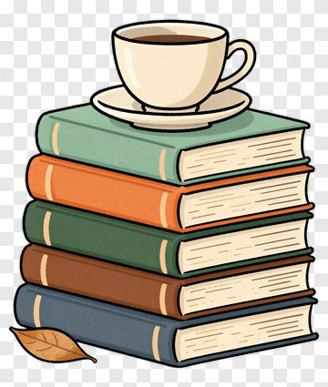 Stack Of Books With A Coffee Cup PNG