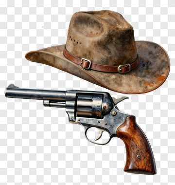 Cowboy Hat And Revolver PNG