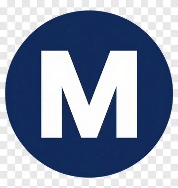 Blue Circle With White M Logo PNG