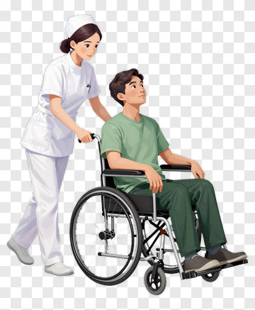 Nurse Assisting Patient In Wheelchair PNG