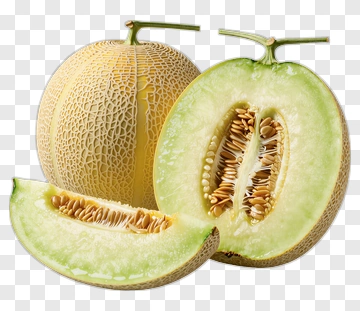 Fresh Cantaloupe Melon Halves And Slices PNG