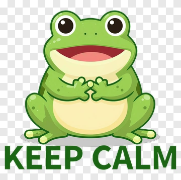 Cartoon Frog With Keep Calm Text PNG