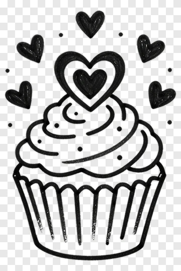 Cupcake With Hearts PNG