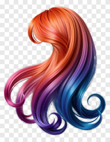Colorful Wavy Hair With Gradient PNG
