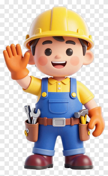 Cartoon Construction Worker Waving PNG