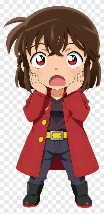 Surprised Cartoon Character With Red Coat PNG