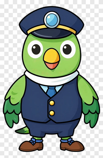 Cartoon Parrot Police Officer PNG