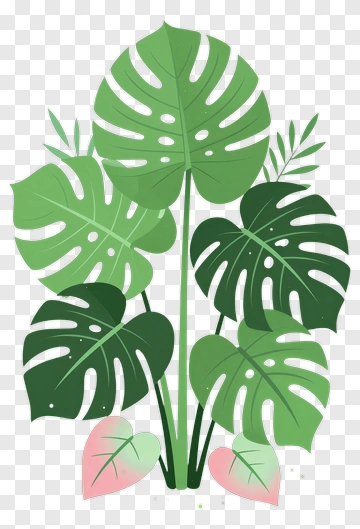 Colorful Monstera Plant Arrangement PNG