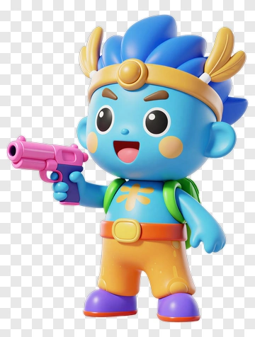 3D Character Holding A Toy Gun PNG