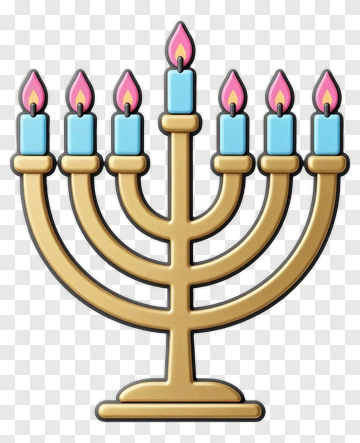 Colorful Menorah With Candles PNG