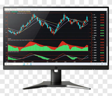Hp Monitor Displaying Stock Market Graphs PNG
