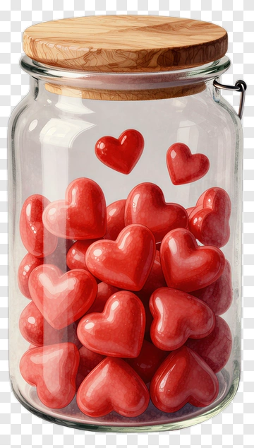 Jar Of Red Heart Candies PNG