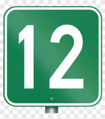 Green Road Sign With Number 12 PNG
