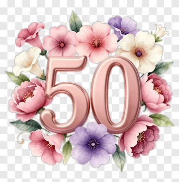 Floral 50Th Birthday Celebration Design PNG