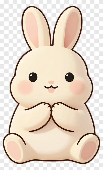 Cute Cartoon Rabbit Sitting With Hands Together PNG
