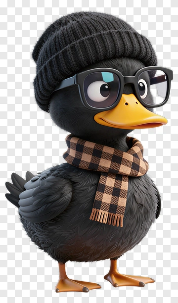 Stylish Cartoon Duck Wearing Glasses And A Scarf PNG