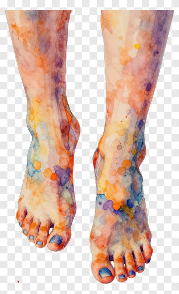 Watercolor Feet With Colorful Splashes PNG