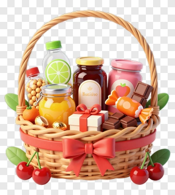 Candy Basket Filled With Colorful Treats PNG