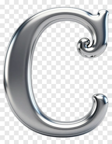 3D Metallic Letter C PNG