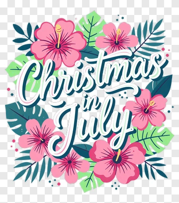 Christmas In July Floral Design PNG
