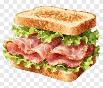 Delicious Sandwich With Ham And Lettuce PNG