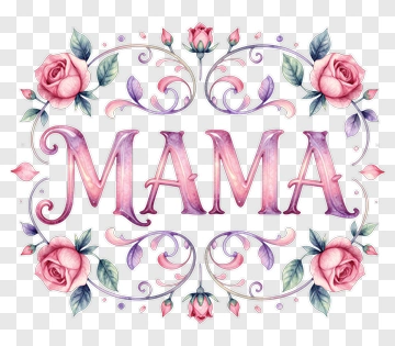 Floral Mama Typography Art PNG