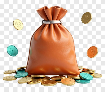 Money Bag Surrounded By Coins PNG