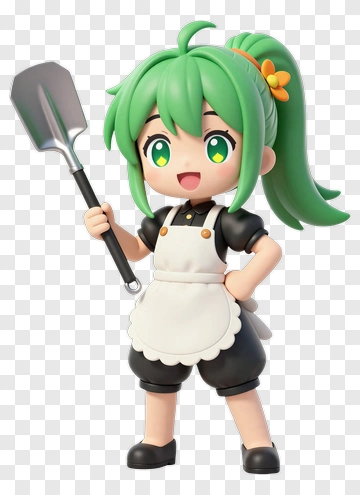 3D Chef Girl Holding A Spatula PNG