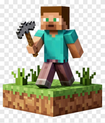3D Minecraft Character Holding A Pickaxe PNG