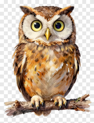Realistic Owl Sitting On A Branch PNG