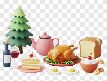 Thanksgiving Dinner With Turkey And Festive Decorations PNG