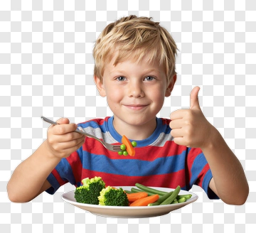 Happy Boy Eating Vegetables PNG