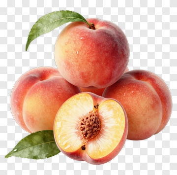 Fresh Peaches With Leaves PNG