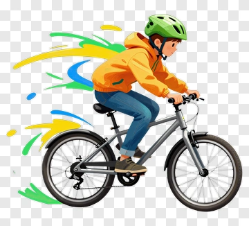 Cartoon Boy Riding A Bicycle PNG
