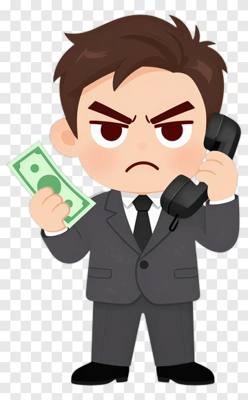 Angry Businessman Holding Money And Phone PNG