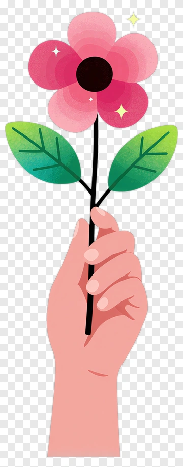 Hand Holding A Pink Flower PNG