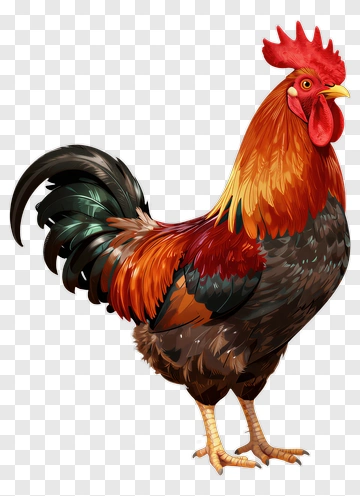 Colorful Rooster Standing Proudly PNG