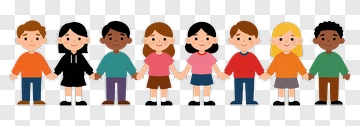 Cartoon Children Holding Hands PNG
